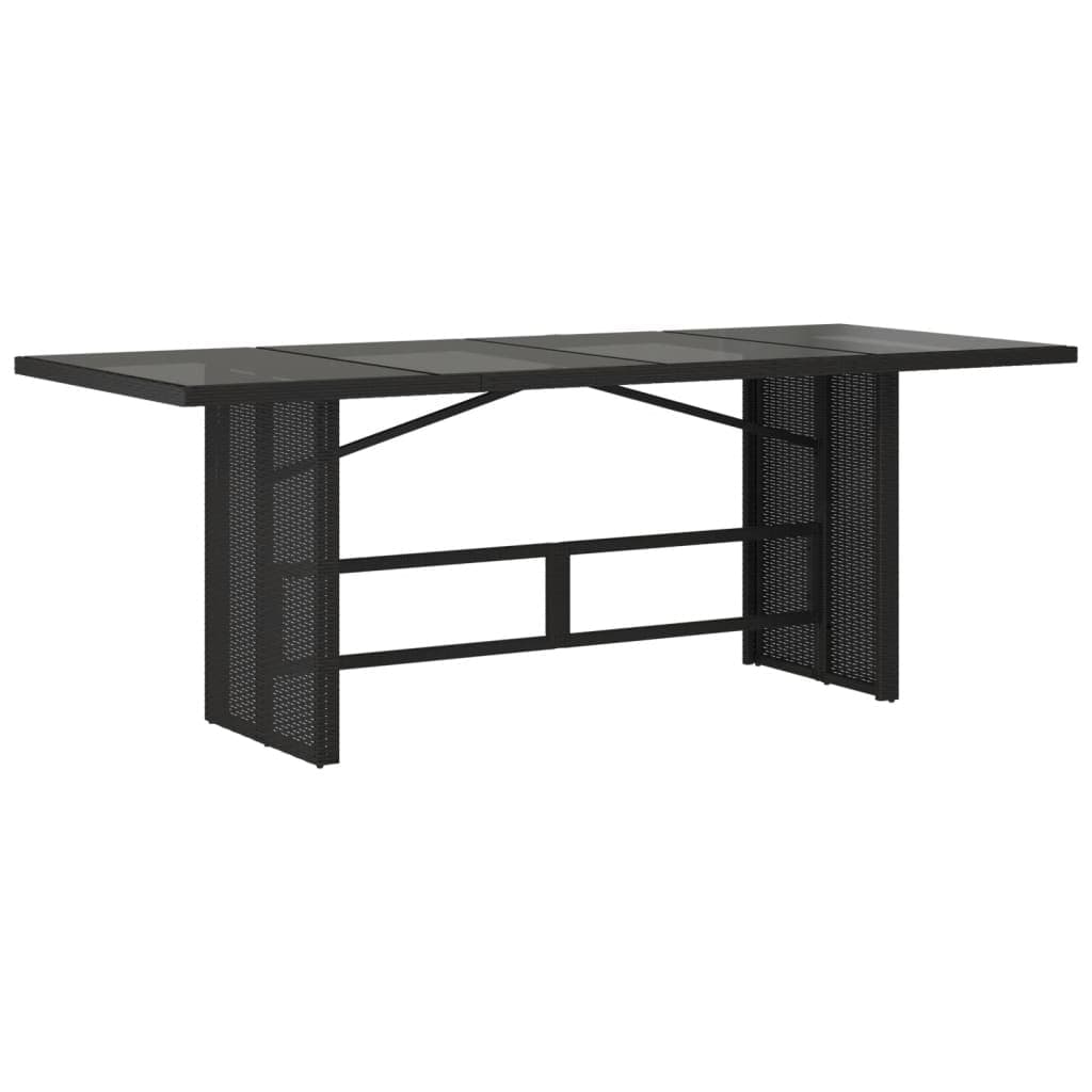 vidaXL Mesa de Jardim com Tampo de Vidro 190x80x75 cm Vime Pe Preto - 2305999592