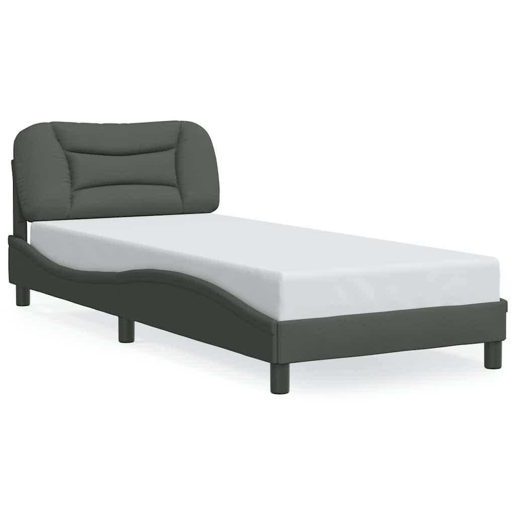 vidaXL Estrutura de Cama com Cabeceira Tecido 80x200 cm Cinza-escuro - 3659365112