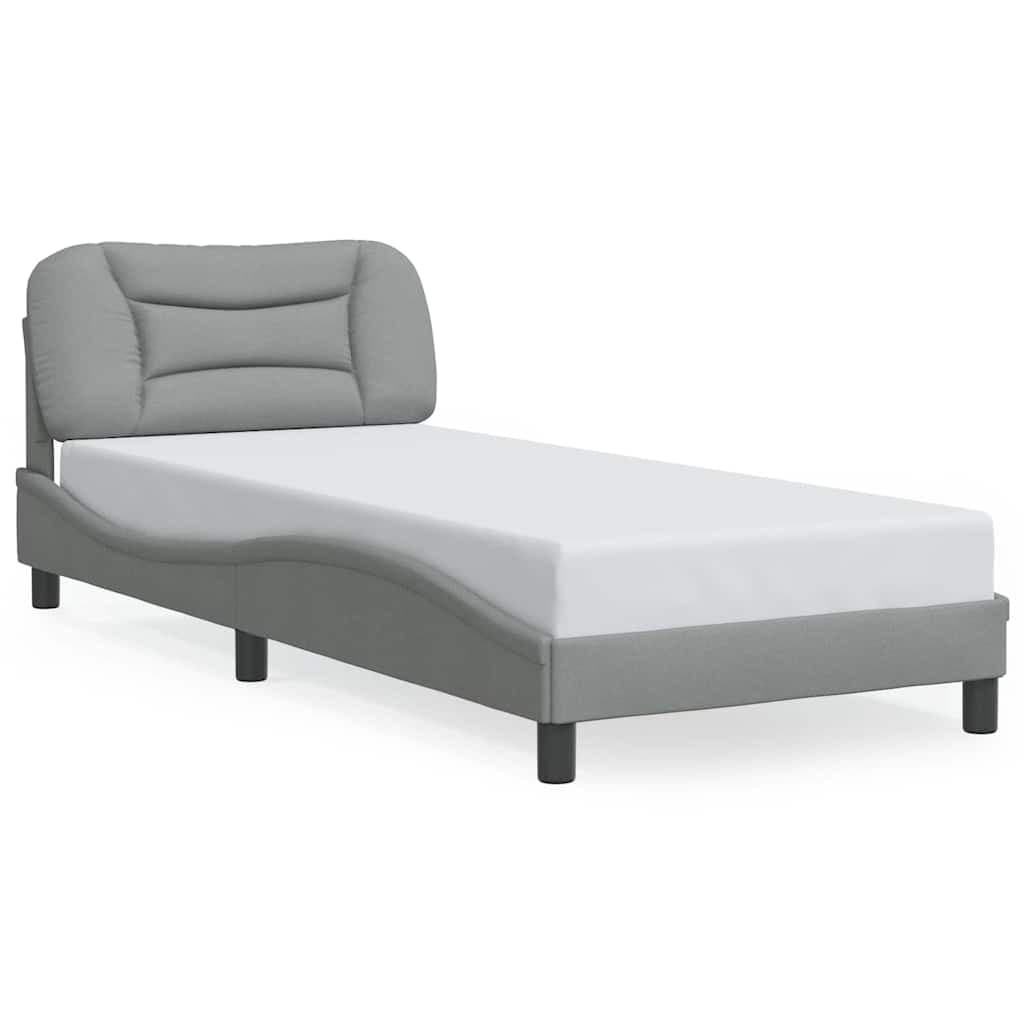 vidaXL Estrutura de cama sem colchão Hvar 90x200 cm tecido cinzento-claro