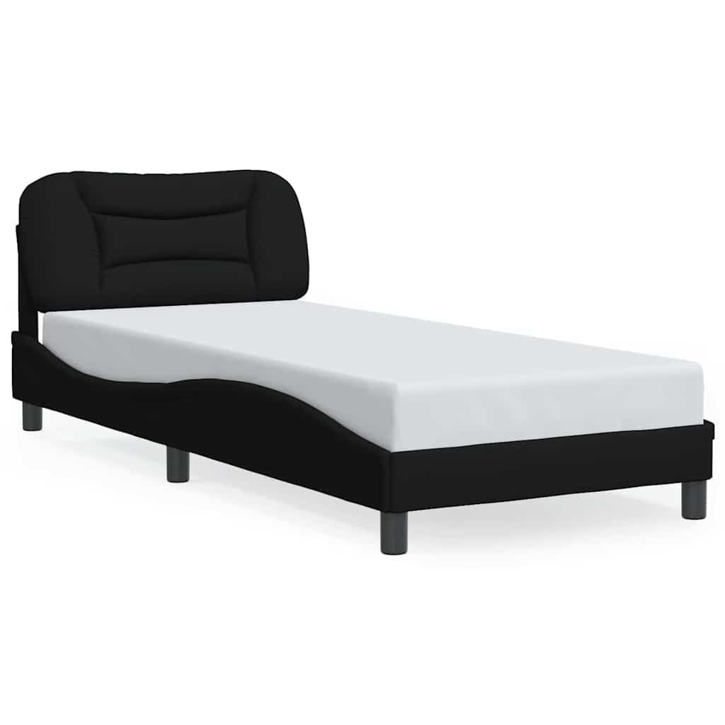 vidaXL Estrutura de Cama com Cabeceira Tecido Preto 90x200 cm - 188250524