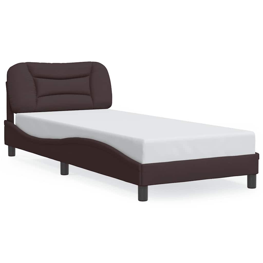 vidaXL Estrutura de Cama com Cabeceira Tecido Castanho-escuro 90x200 cm - 2084522250