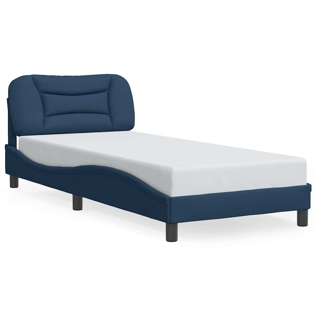 vidaXL Estrutura de cama sem colchão Hvar 90x200 cm tecido azul