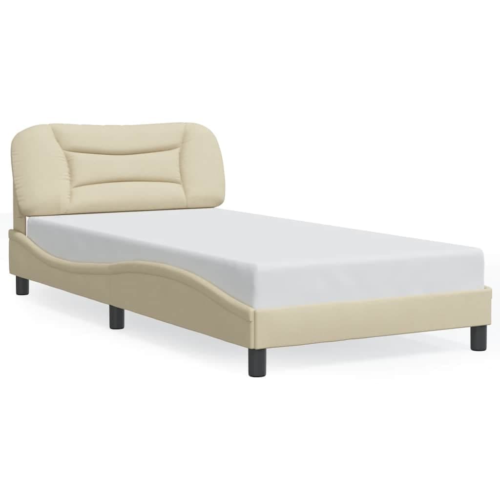 vidaXL Estrutura de cama sem colchão Hvar 100x200 cm tecido cor creme