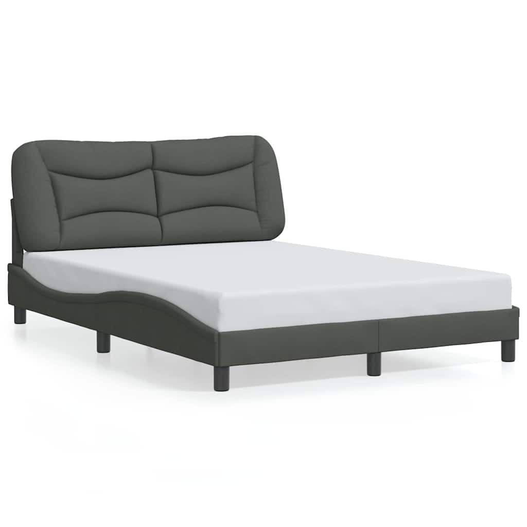 vidaXL Estrutura de Cama com Cabeceira 120x200cm Tecido Cinza-escuro - 2191283532