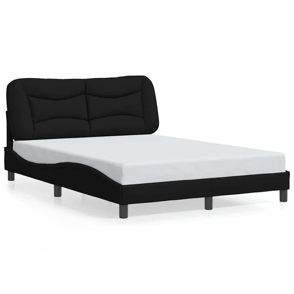 vidaXL Estrutura de Cama com Cabeceira 140x190 cm Tecido Preto - 1309223816