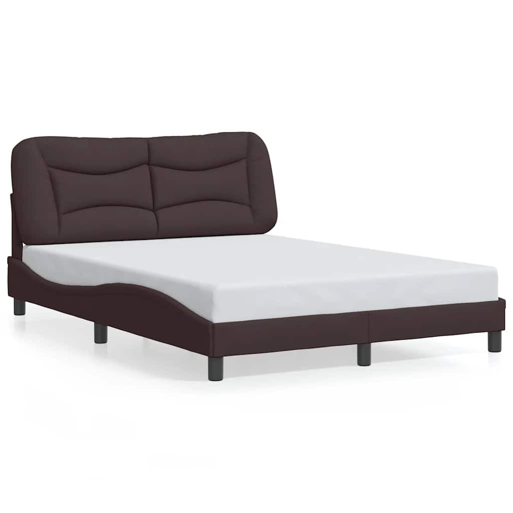 vidaXL Estrutura de cama sem colchão Hvar 140x190 cm tecido castanho-escuro