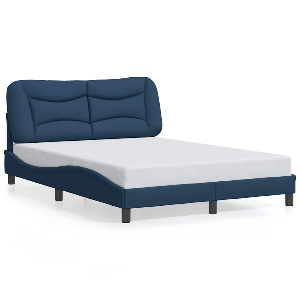 vidaXL Estrutura de cama sem colchão Hvar 140x200 cm tecido azul