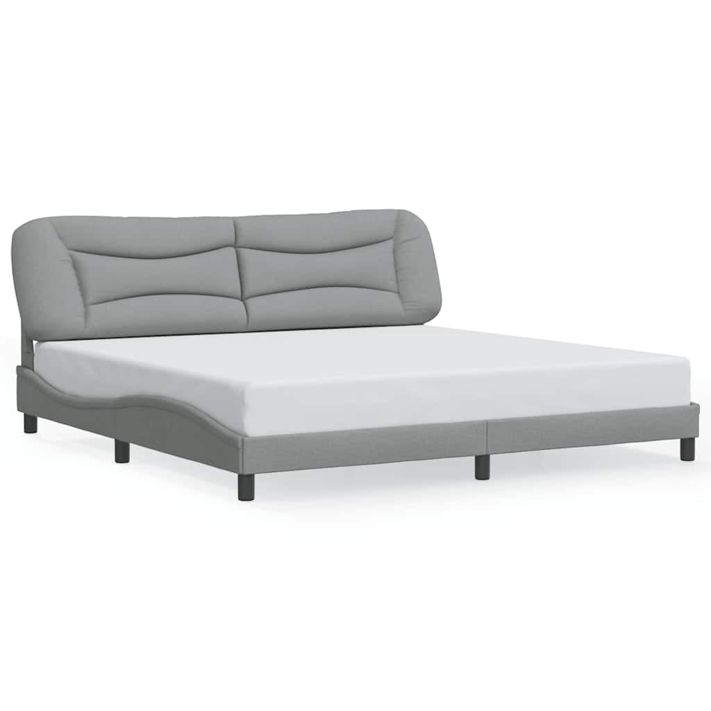 vidaXL Estrutura de cama sem colchão Hvar 200x200 cm tecido cinzento-claro