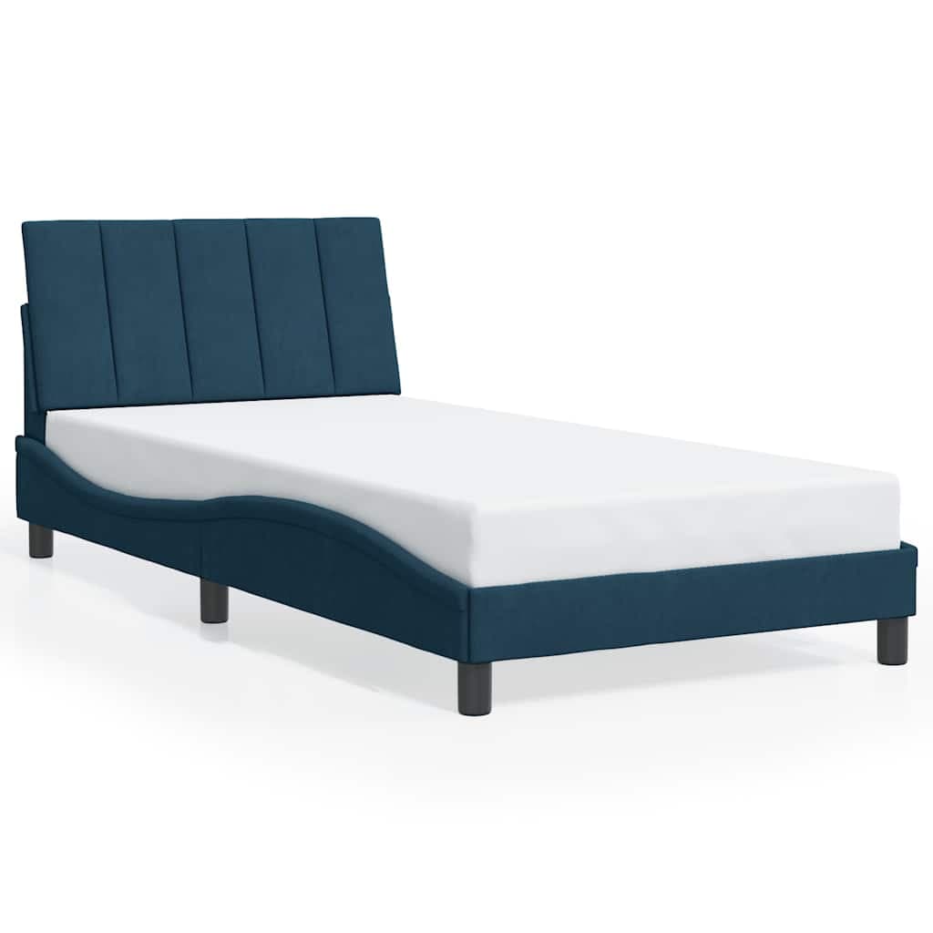 vidaXL Estrutura de cama sem colchão Hanko 100x200 cm veludo azul