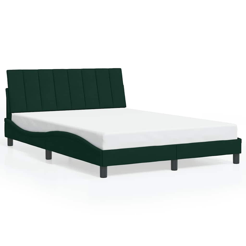 vidaXL Estrutura de cama sem colchão Hanko 140x200 cm veludo verde-escuro