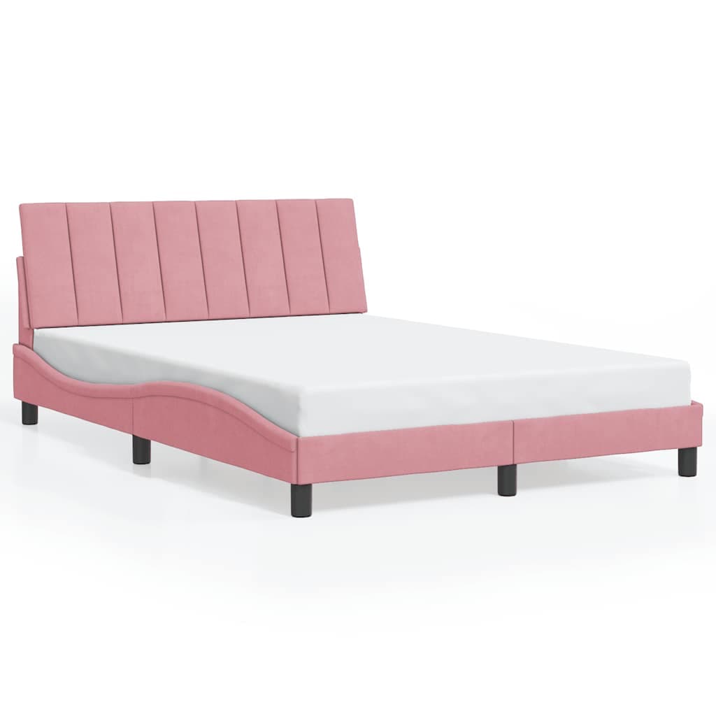 vidaXL Estrutura de cama sem colchão Hanko 140x200 cm veludo rosa