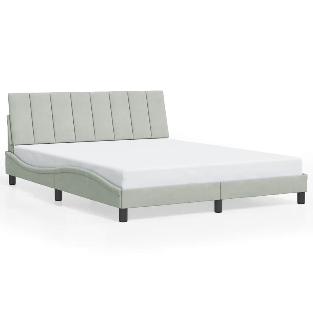 vidaXL Estrutura de Cama sem Colchão 160x200 cm Veludo Cinzento-claro - 2155241050