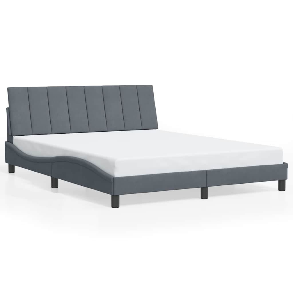 vidaXL Estrutura de cama sem colchão Hanko 160x200 cm veludo cinzento-escuro