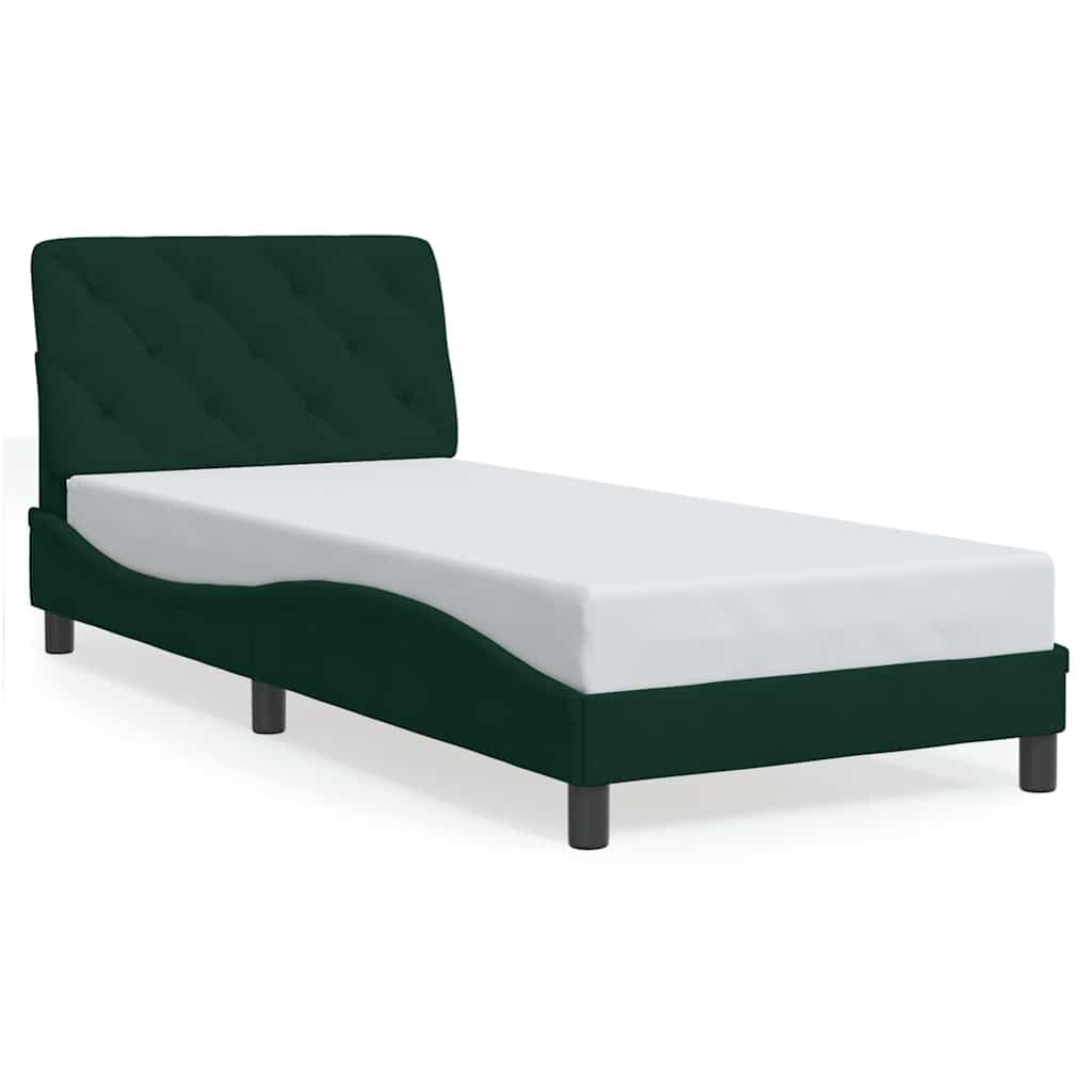 vidaXL Estrutura de cama sem colchão 80x200 cm veludo verde-escuro