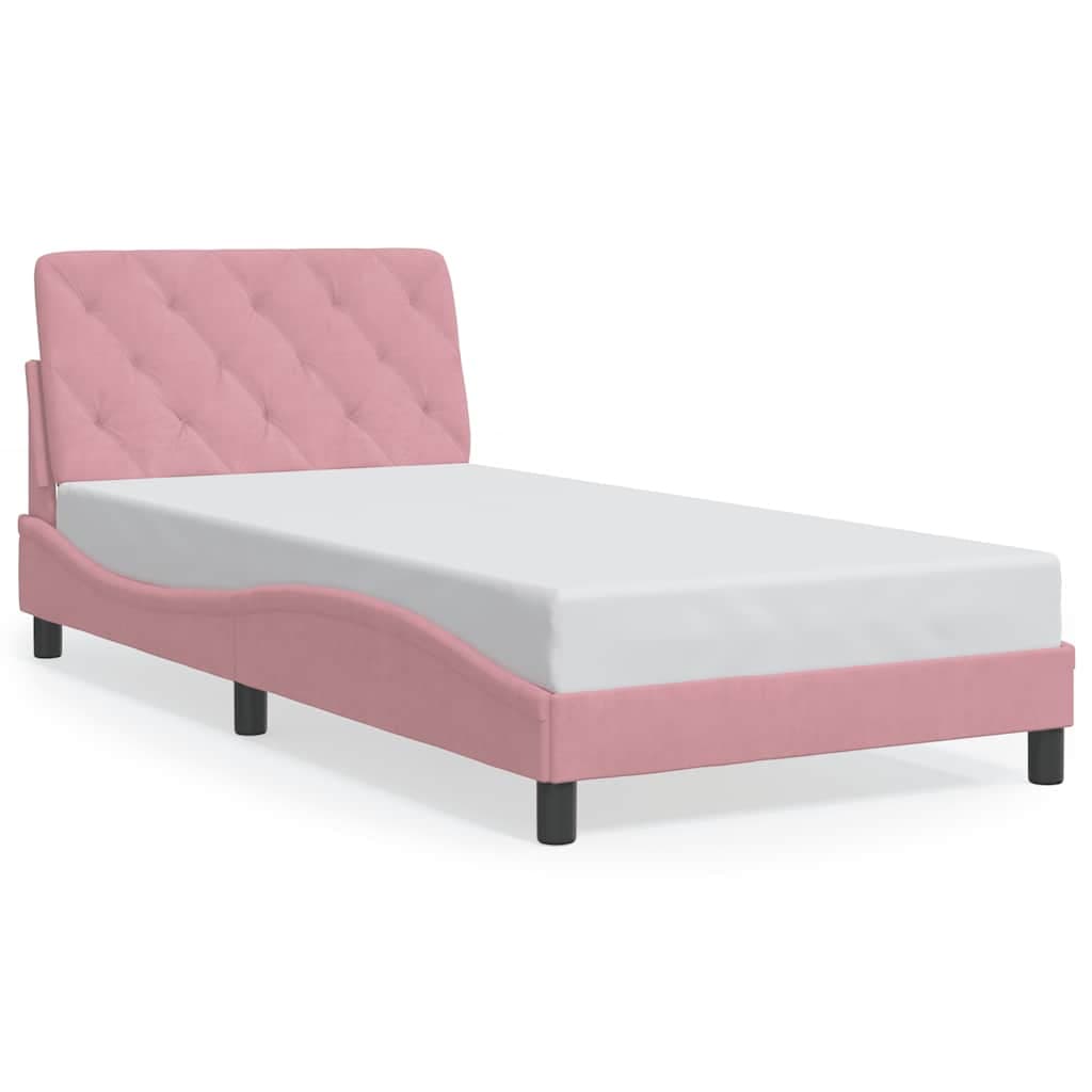 vidaXL Estrutura de cama sem colchão 100x200 cm veludo rosa