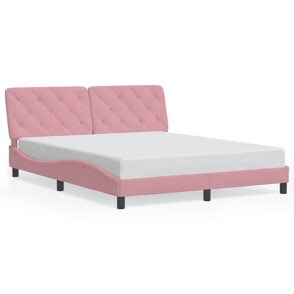 vidaXL Estrutura de Cama com Cabeceira 160x200 cm Veludo Rosa - 2699666301