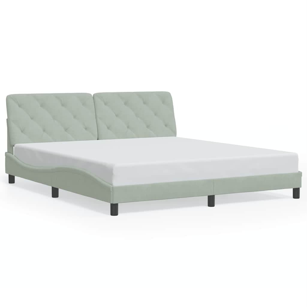 vidaXL Estrutura de Cama com Cabeceira 180x200 cm Veludo Cinzento-claro - 3622736875