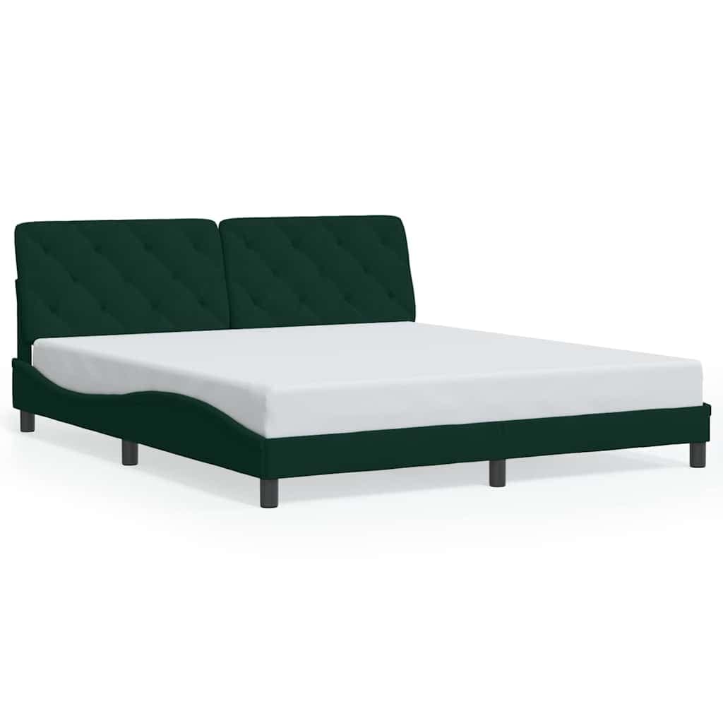vidaXL Estrutura de Cama com Cabeceira 180x200 cm Veludo Verde-escuro - 2841636694