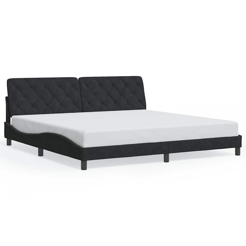 vidaXL Estrutura de Cama com Cabeceira 200x200 cm Veludo Preto - 1909235737