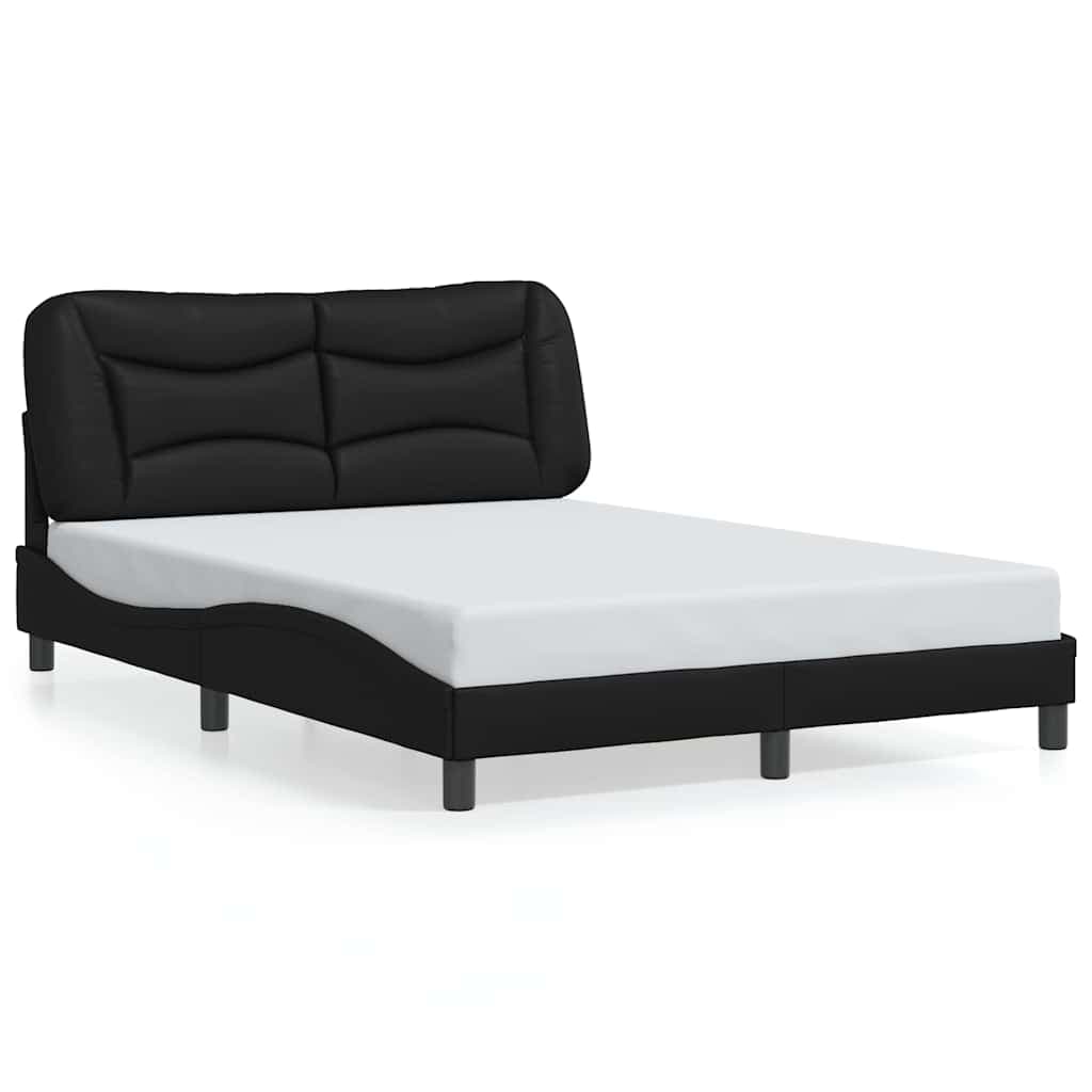 vidaXL Estrutura de cama sem colchão Hvar 140x200 cm couro artificial preto