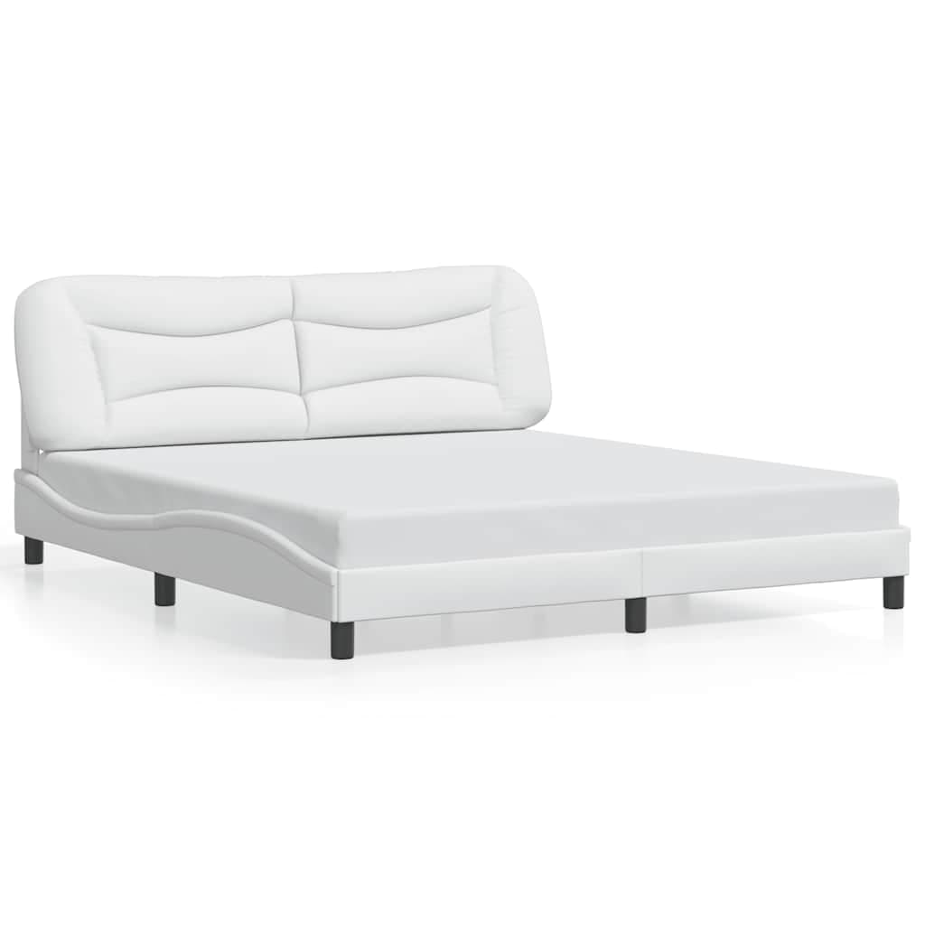 vidaXL Estrutura de cama sem colchão Hvar 180x200 cm couro artificial branco