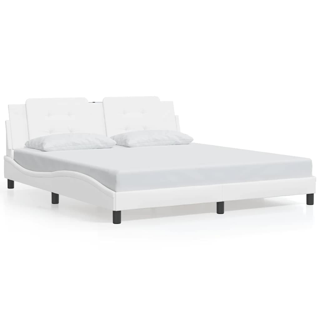 vidaXL Estrutura de cama sem colchão Zadar 180x200 cm couro artificial branco