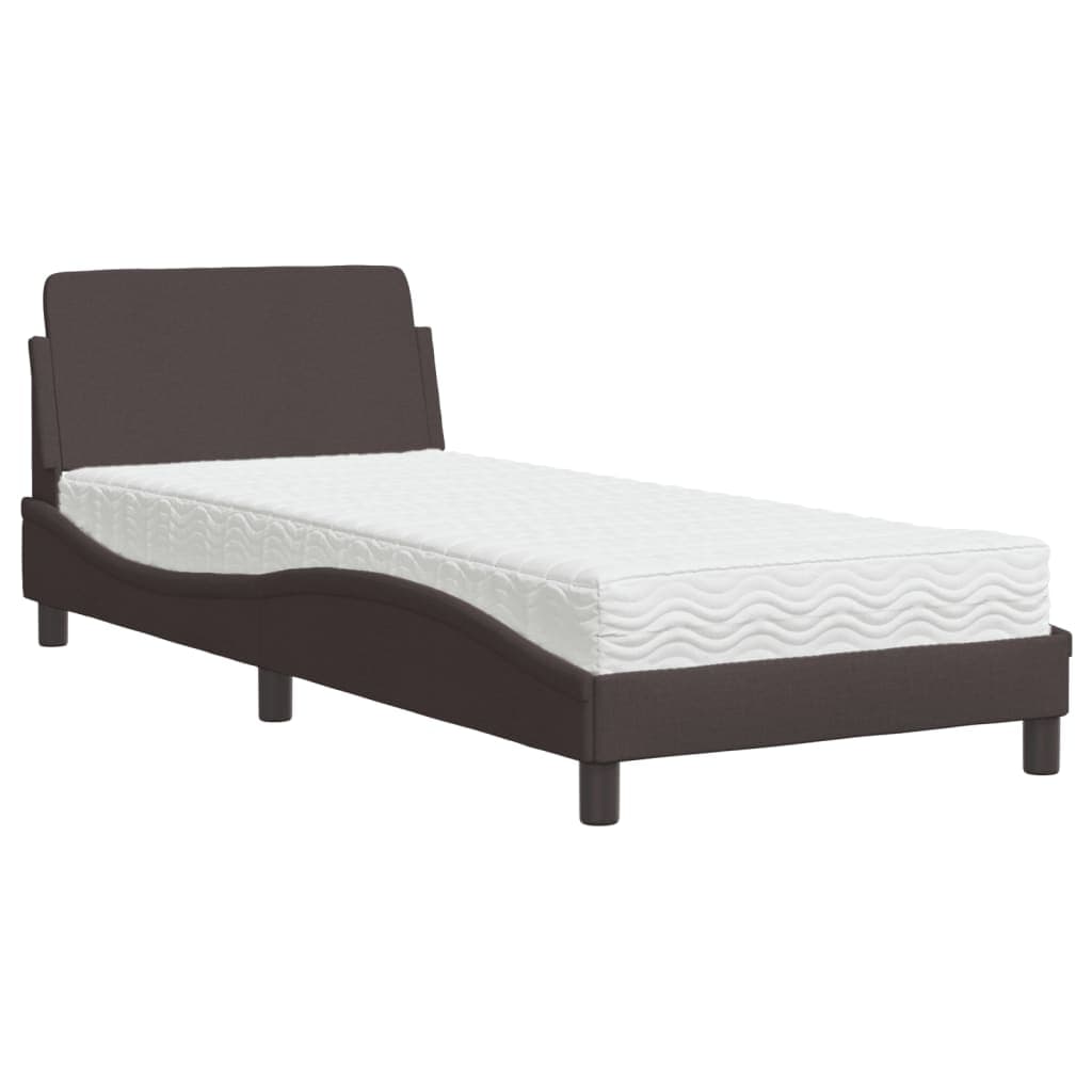 vidaXL Cama com colchão Dover 80x200 cm tecido castanho-escuro