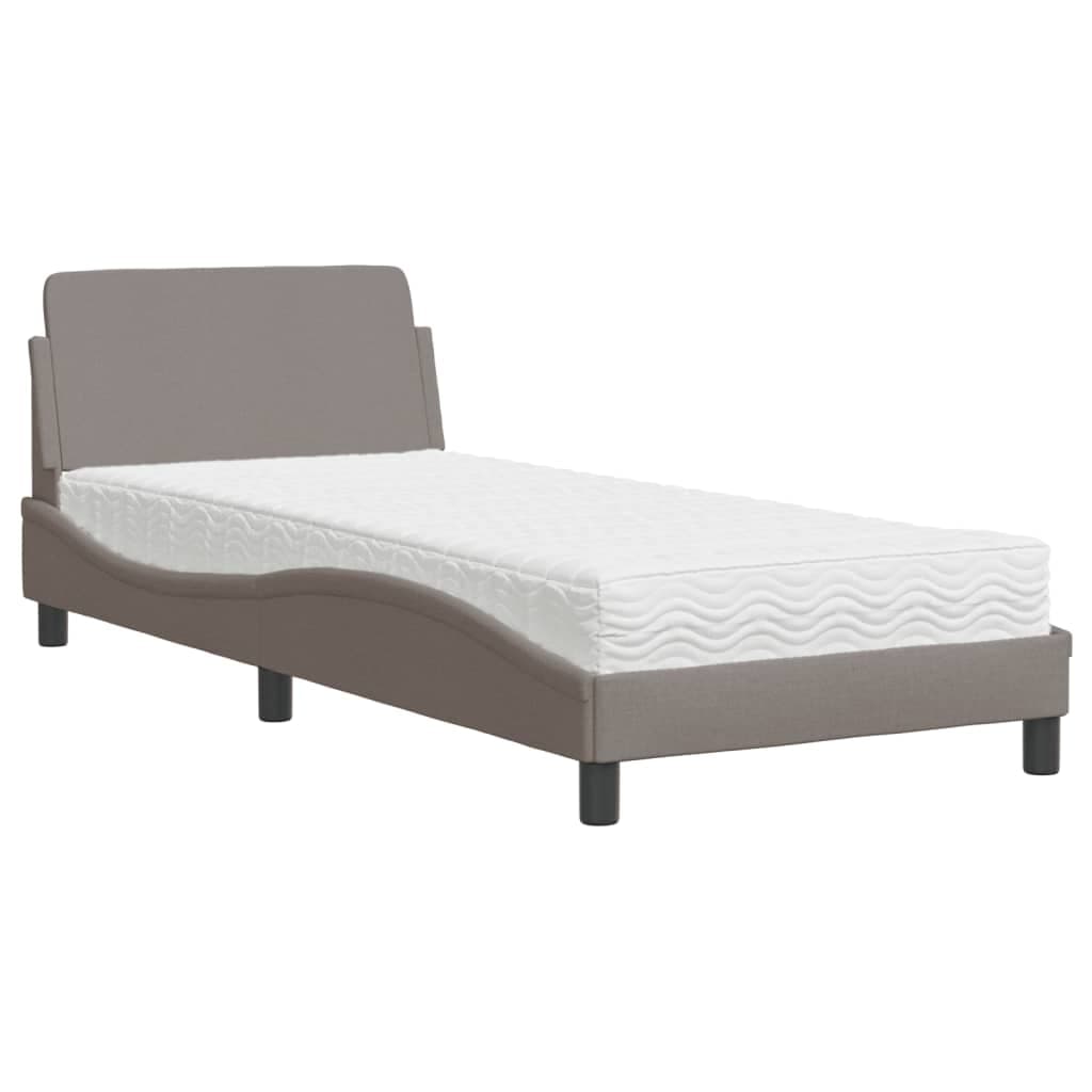 vidaXL Cama com colchão Dover 80x200 cm tecido castanho-acinzentado