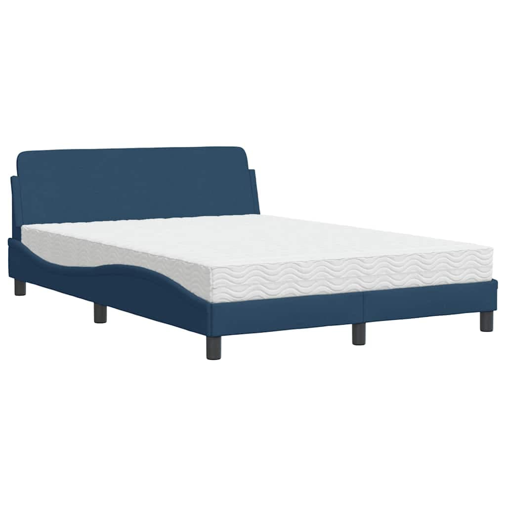 vidaXL Cama com colchão Dover 120x200 cm tecido azul