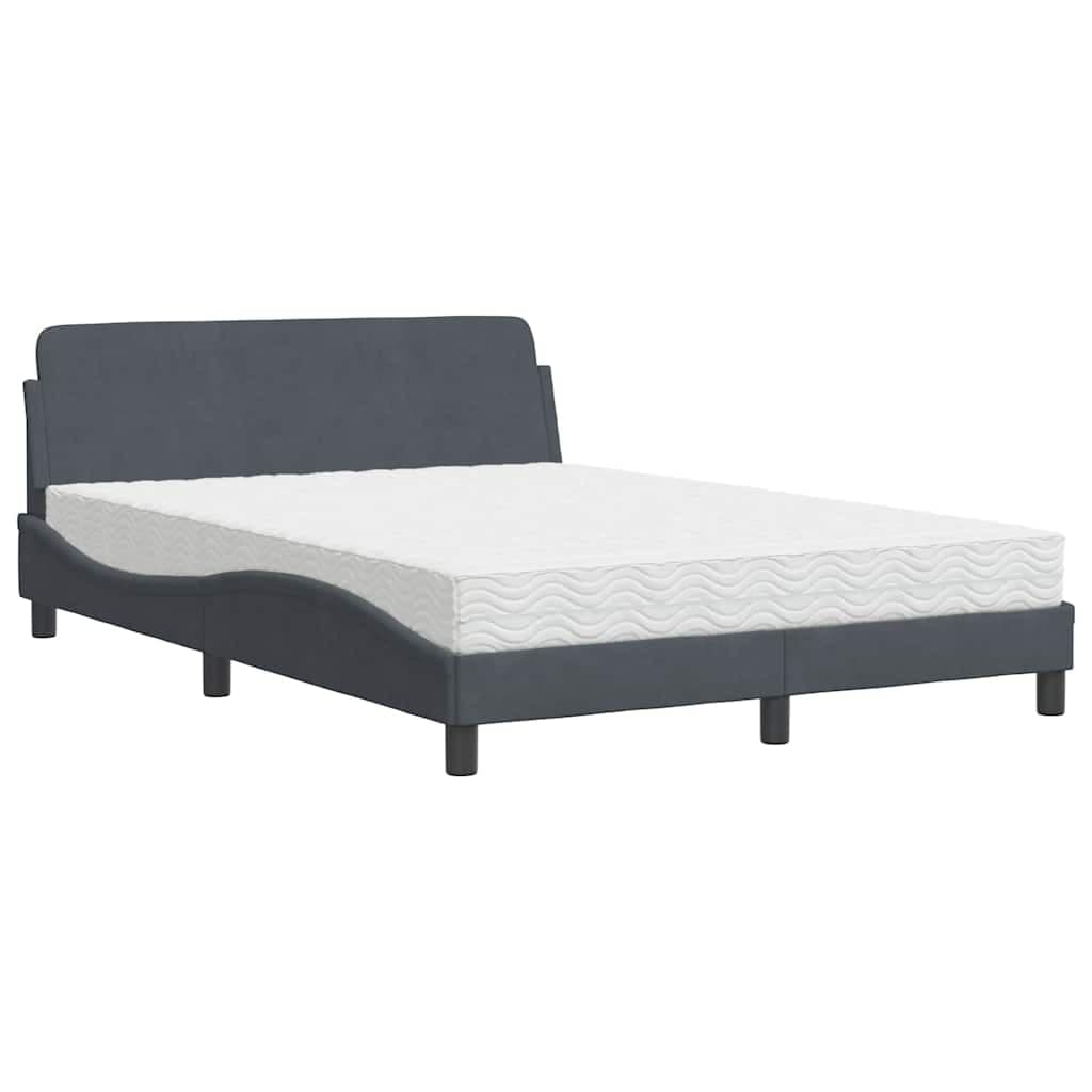 vidaXL Cama com colchão Dover 120x200 cm veludo cinzento-escuro