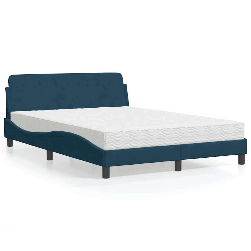 vidaXL Cama com colchão Dover 120x200 cm veludo azul