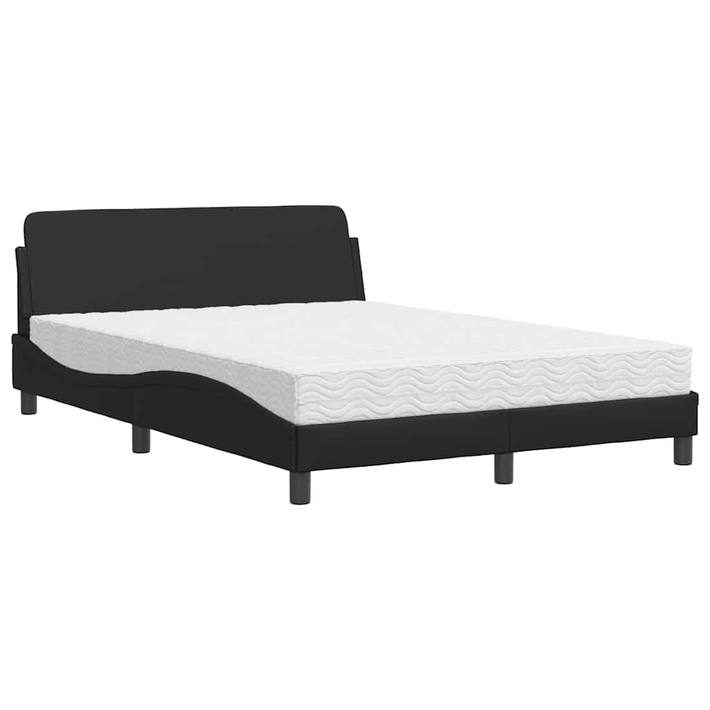 vidaXL Cama com Colchão 120x200 cm Couro Artificial Preto - 142123587