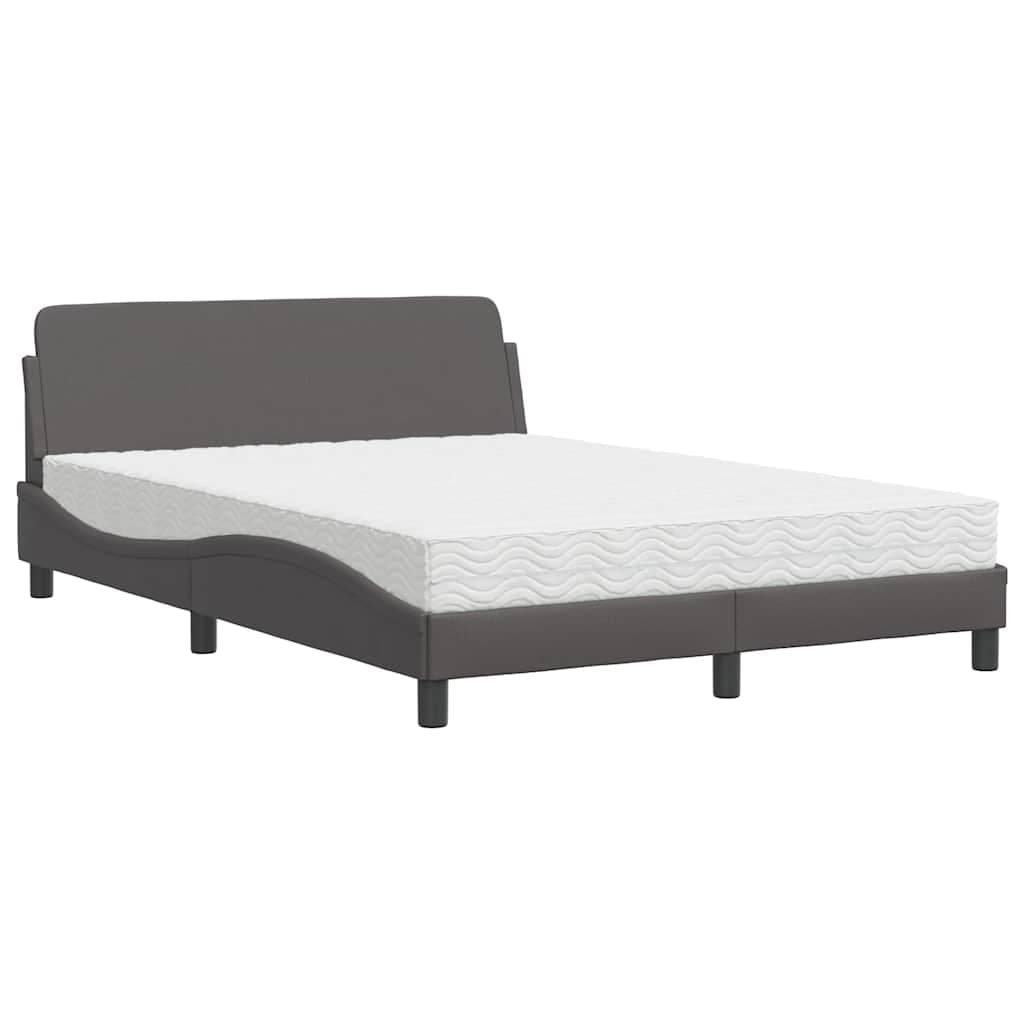 vidaXL Cama com colchão Dover 120x200 cm couro artificial cinzento