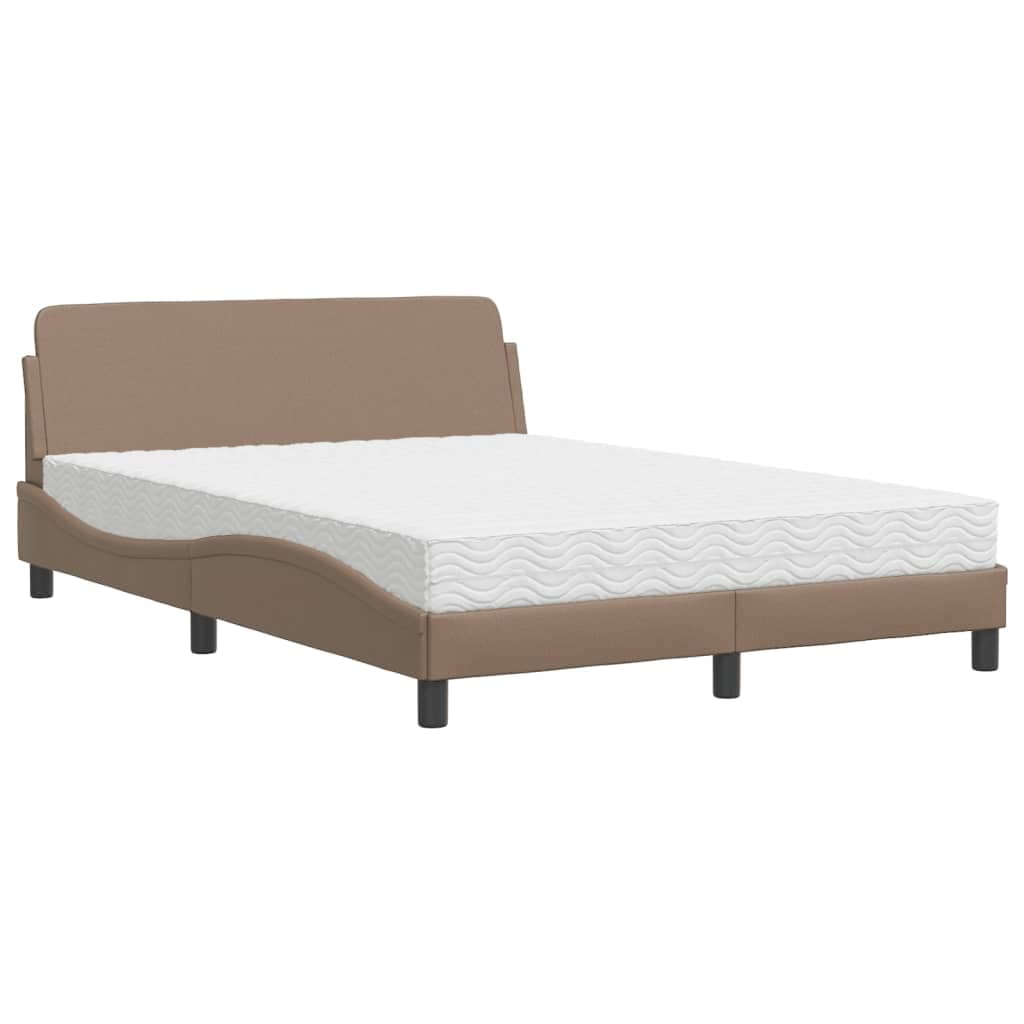 vidaXL Cama com colchão Dover 120x200 cm couro artificial cappuccino