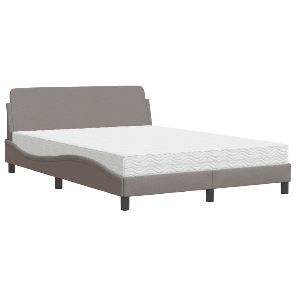 vidaXL Cama com colchão Dover 140x190 cm tecido castanho-acinzentado