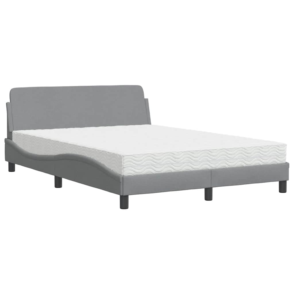 vidaXL Cama com colchão Dover 140x200 cm tecido cinzento-claro