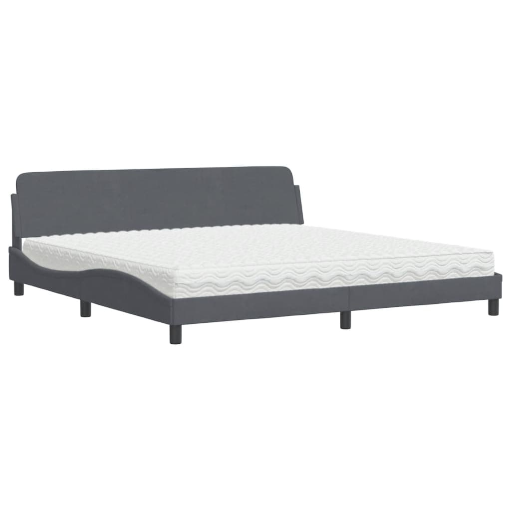 vidaXL Cama com colchão Dover 200x200 cm veludo cinzento-escuro