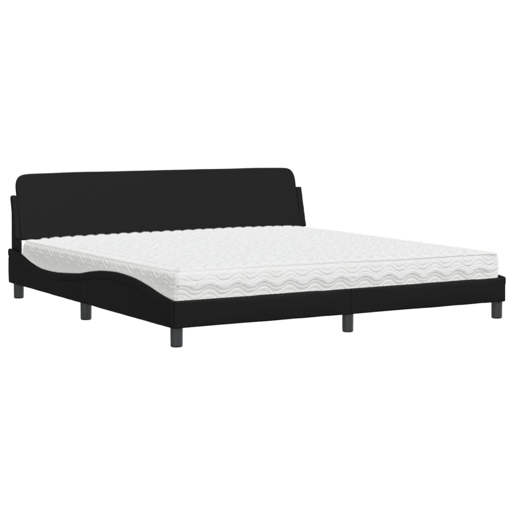 vidaXL Cama com colchão Dover 200x200 cm couro artificial preto