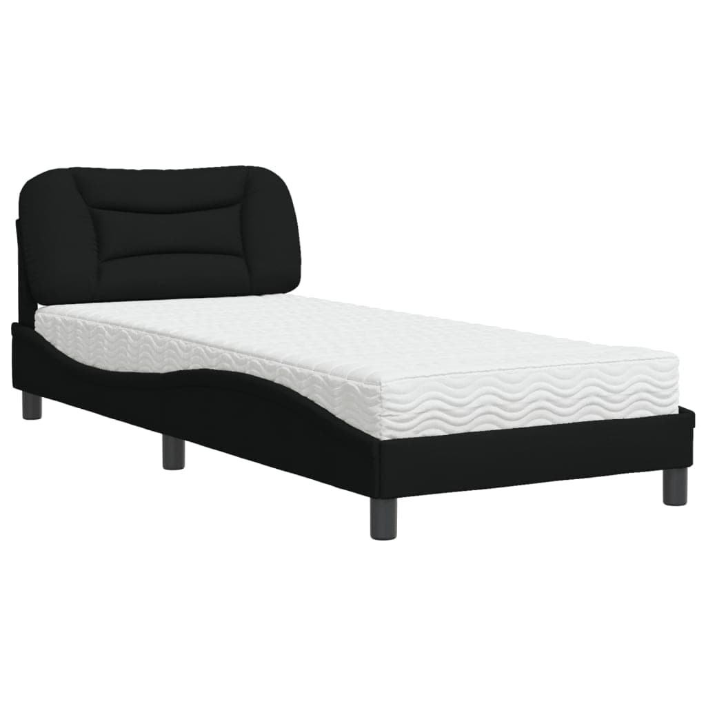 vidaXL Cama com colchão Hvar 80x200 cm tecido preto