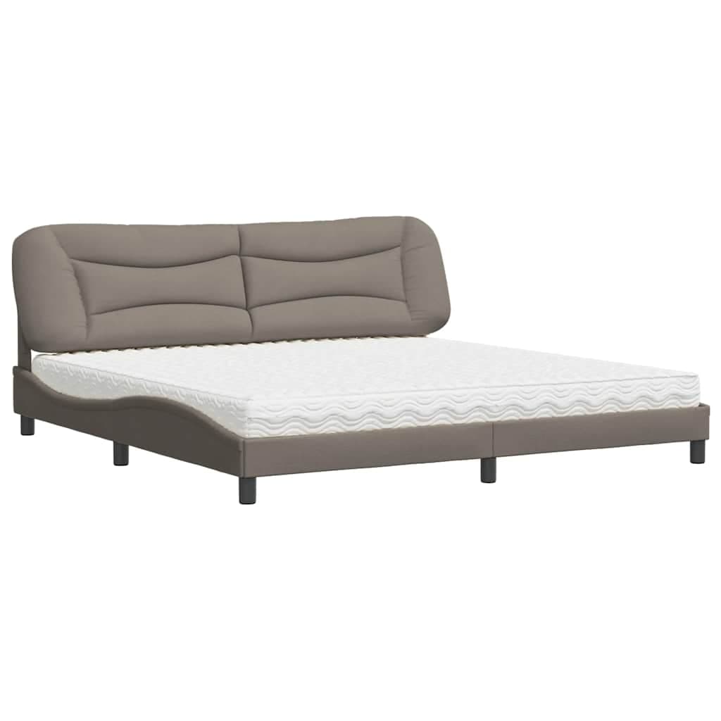 vidaXL Cama com colchão Hvar 200x200 cm tecido cinzento-acastanhado