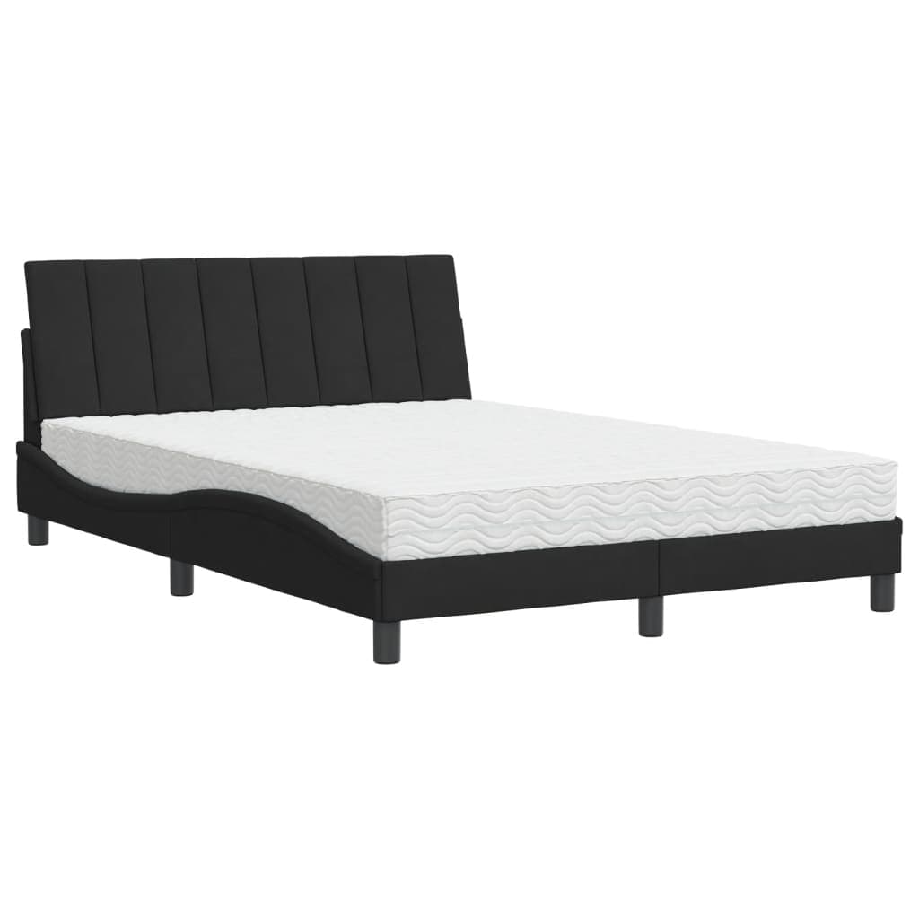 vidaXL Cama com colchão Hanko 120x200 cm veludo preto