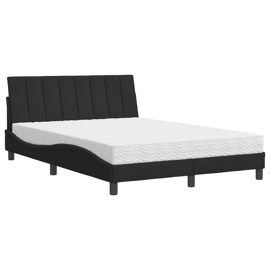 vidaXL Cama com colchão Hanko 140x200 cm veludo preto