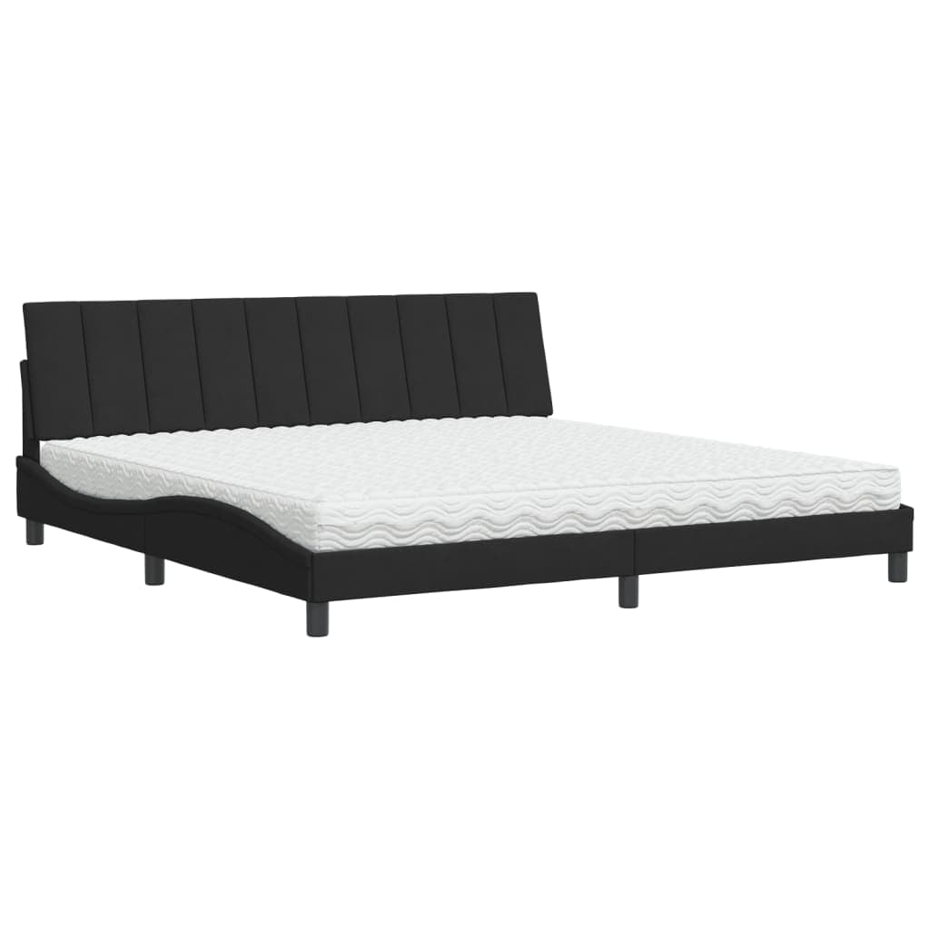 vidaXL Cama com colchão Hanko 200x200 cm veludo preto