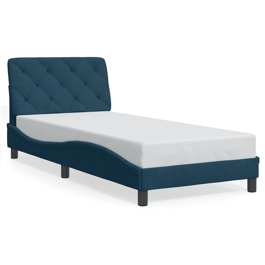 vidaXL Cama com colchão 90x190 cm veludo azul