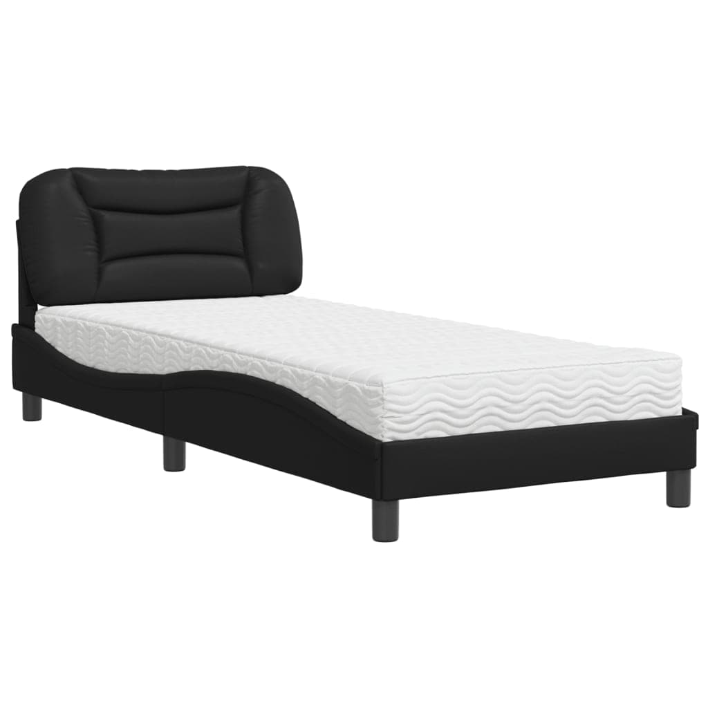 vidaXL Cama com colchão Hvar 80x200 cm couro artificial preto