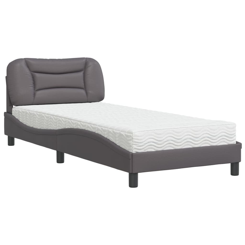 vidaXL Cama com colchão Hvar 80x200 cm couro artificial cinzento