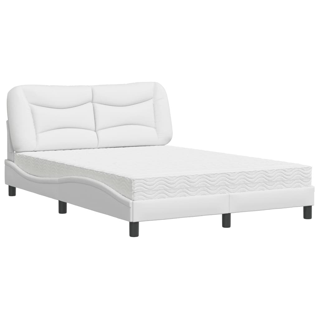 vidaXL Cama com colchão Hvar 140x200 cm couro artificial branco