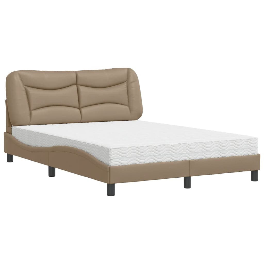 vidaXL Cama com colchão Hvar 140x200 cm couro artificial cappuccino