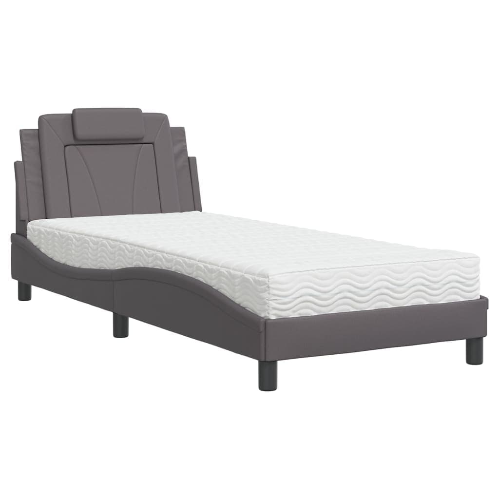 vidaXL Cama Viana com colchão 80x200 cm couro artificial cinzento