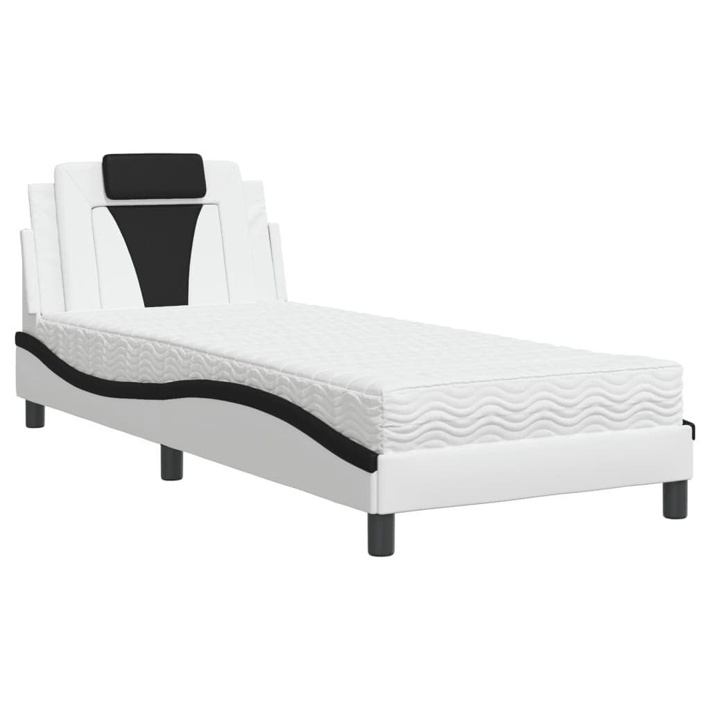 vidaXL Cama Viana com colchão 80x200 cm couro artificial branco e preto